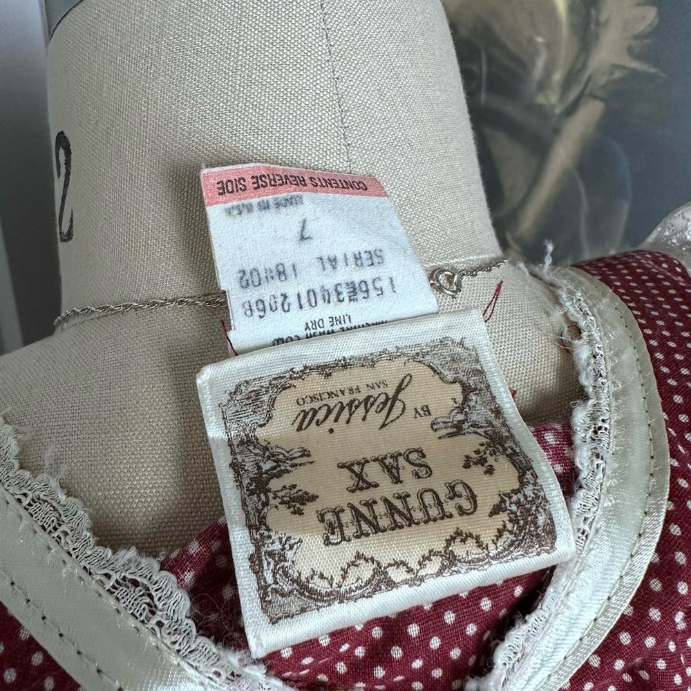 Vintage 70s Gunne Sax prairie long sleeve casual dress red gingham corset Size 7 - Picture 8 of 8